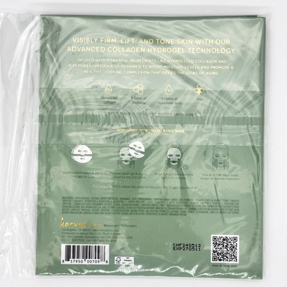 Karuna Skin Collagen Hydrogel Face Masks 2-Pack Hydrating Anti-Aging NEW - Picture 2 of 2